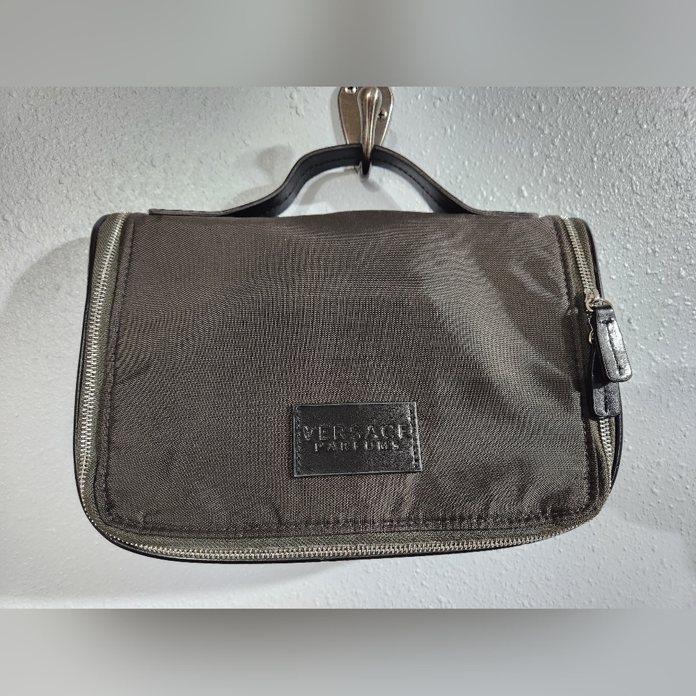 Versace Black Hanging Toiletry Bag 10.5x6.5x3 Multipocket